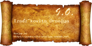 Izsákovits Orsolya névjegykártya